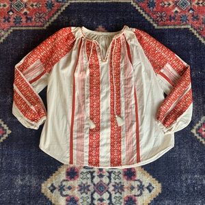 MANOUSH orange and white blouse with embroidery